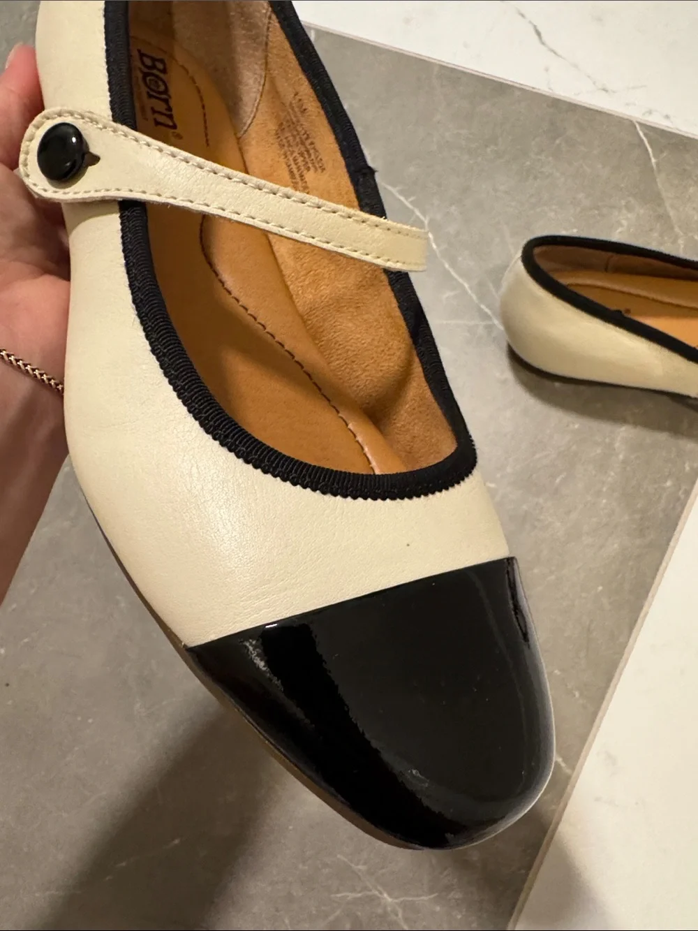 Born Two-Tone Black & Cream Mary Jane Flats